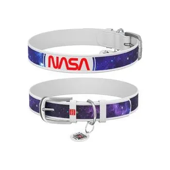 Obojek pro psa Obojek kožený NASA21 bílý (21-29cm/1,2cm)