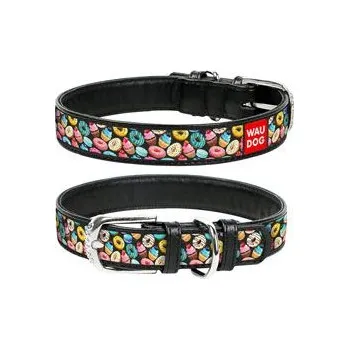 Obojek pro psa Obojek kožený Donuts černý (30-39cm/2cm)