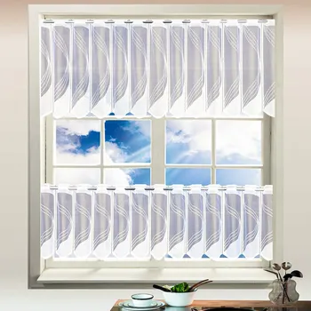 Záclona Žakárová vitrážová záclona ELENA, vlnky, bílá výška 35cm (v metráži)