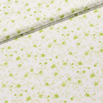 Bavlněné plátno N33 zelené popínavé růžičky na bílé, š.150cm (látka v metráži)
