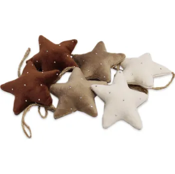 Vánoční dekorace Hvězdy textil závěs 6ks/6cm hnědý mix