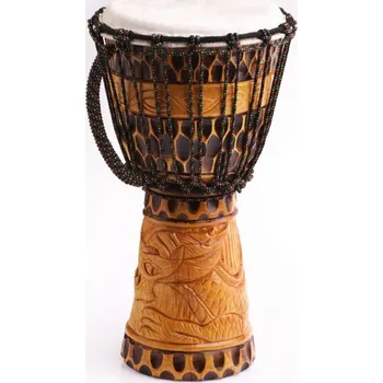 Jednotlivý buben Africký buben djembe s uměleckou řezbou draka, Sittar 60 cm
