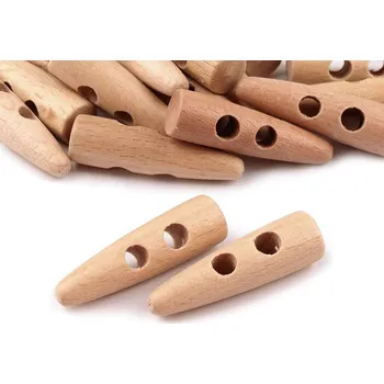 Galanterie Dřevěný knoflík roh 10x40 mm