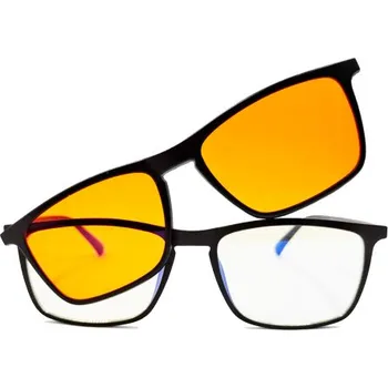 Počítačové brýle Brýle na počítač 2 v 1 proti 100% modrému světlu, čirá a oranžová skla + zdarma obal a hadřík