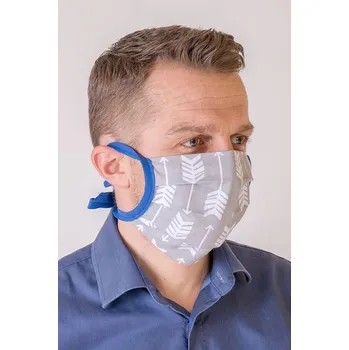 Pánská mikina Bavlněná úpletová rouška s kapsou - šedá-světle modrá