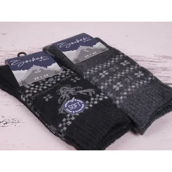 Pánské ponožky CNB BERLIN SADA 2 PÁRŮ Termo ponožky DE 21456 teplé s vlnou černé a tm. šedé velikosti ponožek: 26-28 (EUR vel. 39-42)