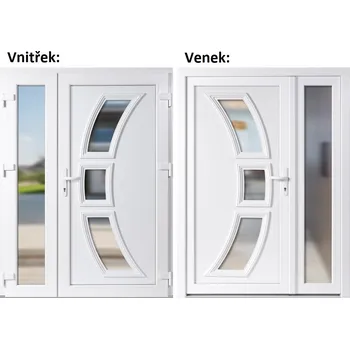 Vchodové dveře Dvoukřídlé vchodové dveře plastové Soft 3D 5901+Sklo Nisip, Bílá/bílá, 150x200 cm, pravé