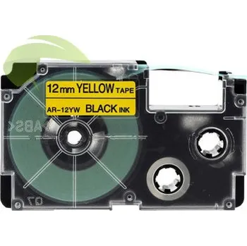 Pásek do tiskárny TONERSYP páska pro Casio XR-12YW, 12mm x 8m černý tisk / žlutý podklad