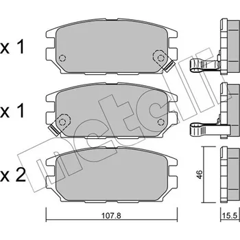 Auto-moto Sada brzdových destiček, kotoučová brzda, , 4605A237, MB857610, MB857611, MB928067, MN102625, MR129434, MR389581, MR389582, MR510925, MZ690021, MZ690041, METELLI, 22-0483-0