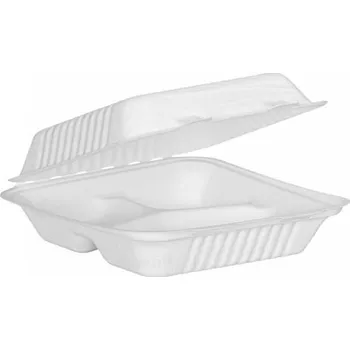Jednorázové nádobí EKO Menu box z třtiny 3-dílný 23x23x8cm Conti (50ks)