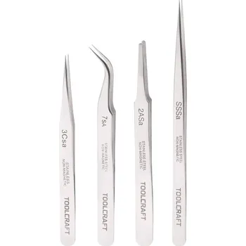 Příslušenství k nářadí TOOLCRAFT 816747 sada pinzet, 4dílná, SS SA, 2a SA, 7 SA, 3c SA, plochá-kulatá, ve tvaru srpu, zahnutý 55°, špičatá, špi
