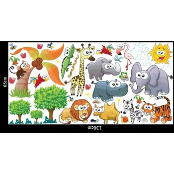 Samolepící dekorace Samolepky na zeď ZVÍŘÁTKA legrační 130x65