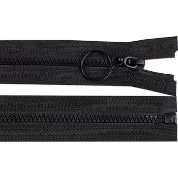 Zip Kostěný zip No 3 délka 40 cm s kroužkem, malé, černá