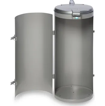Odpadkový koš Odpadková nádoba z oceli, plastové víko, 120 litrů, stříbrná