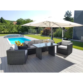 Zahradní sestava DEOKORK Ratanová variabilní sestava jídelní SEVILLA pro 5 osob (antracit)