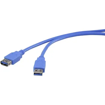 Renkforce USB kabel USB 3.2 Gen1 USB-A zástrčka, USB-A zásuvka 1.80 m modrá pozlacené kontakty RF-4262127