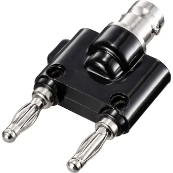 Elektrická zásuvka TRU COMPONENTS adaptérový konektor, BNC zásuvka - lamelová zástrčka 4 mm, rovná, černá