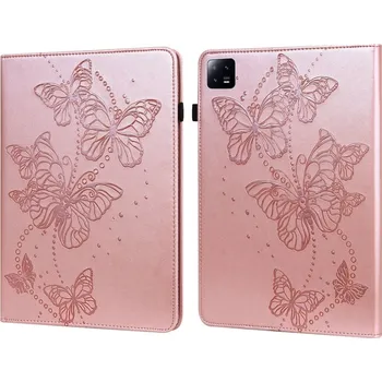 Pouzdro na tablet VSECHNONAMOBIL 60093 ART BUTTERFLIES Zaklápěcí pouzdro Xiaomi Pad 6 / Pad 6 Pro růžové