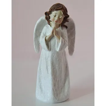 Vánoční dekorace SNÍCÍ ANDĚL TŘPYTIVĚ BÍLÝ MODLÍCÍ SE