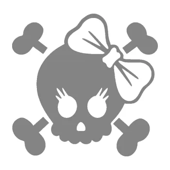 Samolepicí dekorace na vozidlo Lebka 059 pravá s mašlí (17 - šedá) SAMOLEPKA NA AUTO, NÁLEPKA, FÓLIE, POLEP, TUNING, VLASTNÍ TEXT, TISK, AUTOSAMOLEPKY.cz, POLEPY, OBRÁZEK, LOGO, 3D STICKERS