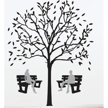 Samolepící dekorace Živá Zeď Samolepka na zeď Lavičky pod korunami stromů90 x 100 cm