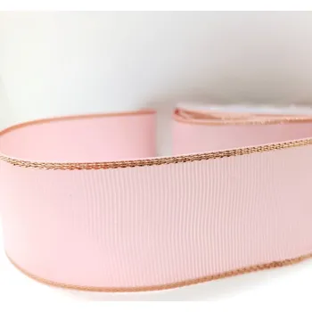 Stuha Stuha rypsová se třpytivým lemem - sv.růžová 40 mm/1 m