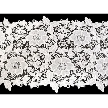 Galanterie Vyšívaná krajka / běhoun šíře 36 cm off white