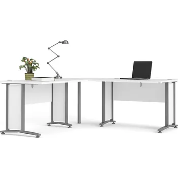 Psací stůl Nábytek PEGAS s.r.o. Rohový psací stůl OFFICE 80400/303, Bílá/Stříbrná