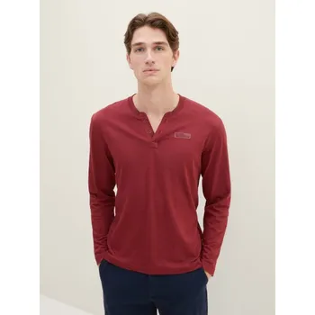 TOM TAILOR PRUHOVANÉ HENLEY TRIKO S DLOUHÝM RUKÁVEM -BORDÓ L