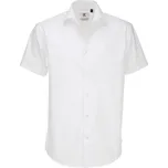 Košile pánská B&C Elastane s krátkým rukávem - bílá, 4XL