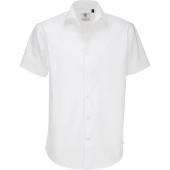 Pánská košile Košile pánská B&C Elastane s krátkým rukávem - bílá, 4XL