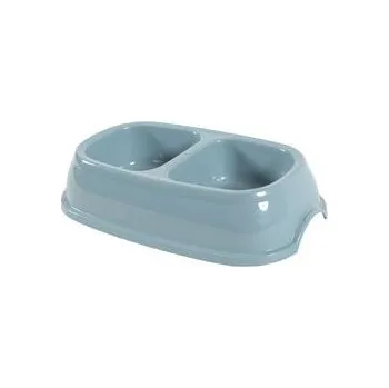 Miska pro psa Dvojmiska plast protiskluz pes 2x0,4l modrá Zolux