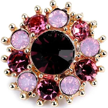 Náramek Malá brož květ s broušenými kamínky, malé, 2 růžová zlatá