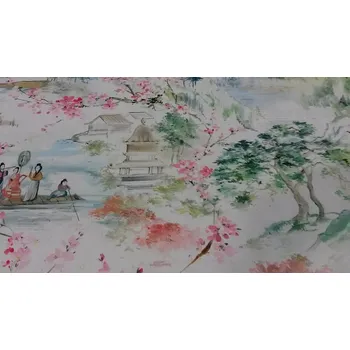 BYTEMA Dekorační látka MIDORI Japonská krajina šíře 140 cm