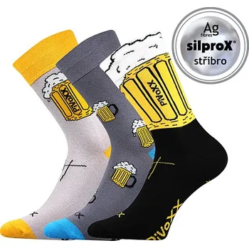 Lonka Bavlněné obrázkové ponožky PiVoXX PIVNÍ 3 páry Barva: ŠEDÁ, TMAVĚ ŠEDÁ, ČERNÁ, Velikost: 47-50(32-35)