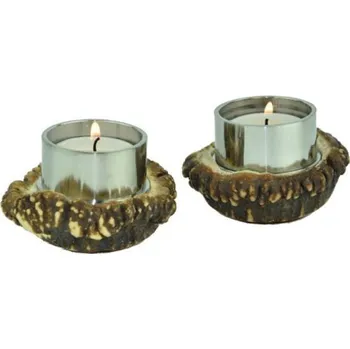 Žertovný předmět Nerezový čajový svícen z jeleního paroží na jednu čajovou svíčku