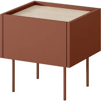 Noční stolek BOGART. Noční stolek DESIN, červená/dub nagano