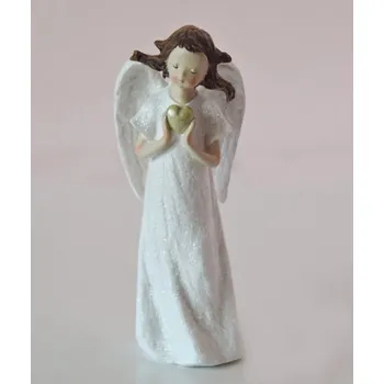 Vánoční dekorace SNÍCÍ ANDĚL TŘPYTIVĚ BÍLÝ SE SRDCEM