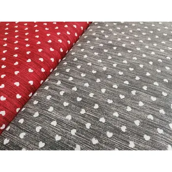 BYTEMA Dekorační látka Naira srdíčka tmavě šedé šíře 140 cm