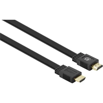 Manhattan HDMI kabel Zástrčka HDMI-A, Zástrčka HDMI-A 0.50 m černá 355599 4K UHD, dvoužilový stíněný, plochý, ploché pro