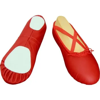 Dámská sálová obuv Baletní a taneční piškoty kůže Classic - dělená podešev - červené - 30