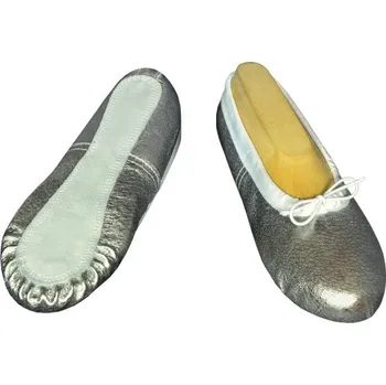 Dámská sálová obuv Taneční piškoty kůže Classic - stříbrné - 42