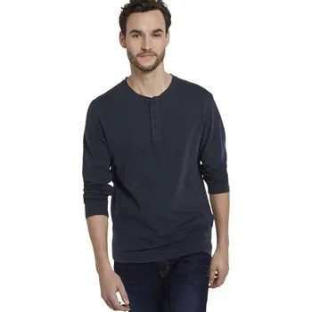 Pánské tričko TOM TAILOR PRUHOVANÉ HENLEY TRIKO S DLOUHÝM RUKÁVEM -NAVY