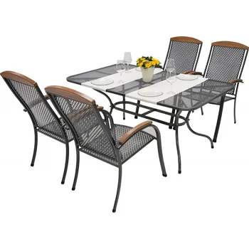 Zahradní sestava DEOKORK Zahradní kovová sestava PROVENCE I. 1+4 Stůl obdelníkový 160x95 cm (CT0311)