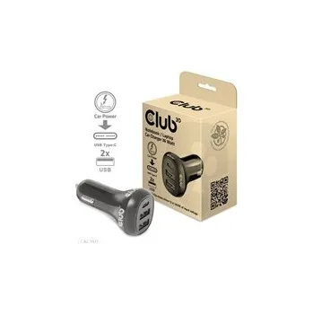Club3D Auto nabíječka pro Notebooky 36W, 3 porty (2xUSB-A + USB-C)