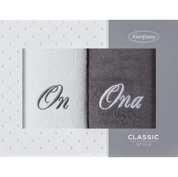 Kosmetická sada Dárková sada ručníků ON + ONA - bílo-šedá 50x90 cm