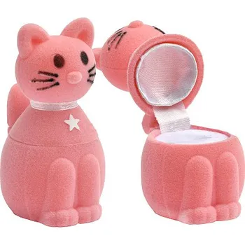 Dárková krabička Dárková krabička kočička růžová (Dárková sametová krabička růžová kočička)