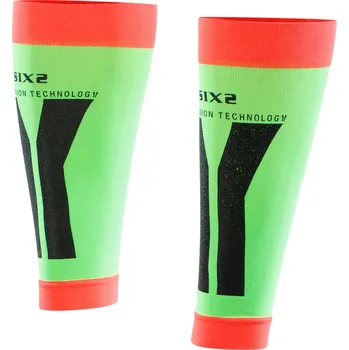 Cyklistické návleky SIX2 Cyklistické návleky po kolena - CALF - červená/zelená S