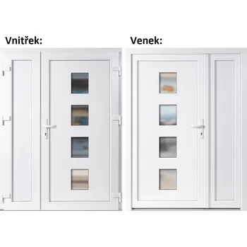 Vchodové dveře Dvoukřídlé vchodové dveře plastové Soft 010+Panel Plný, Bílá/bílá, 130x200 cm, pravé