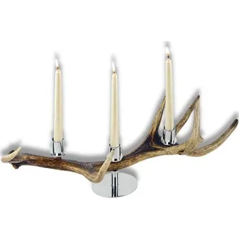 Žertovný předmět Nerezový trojramenný svícen z jeleního parohu